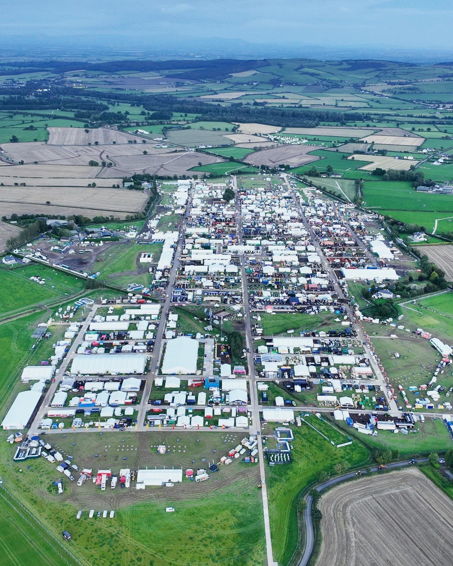 Aerial drone photo of the National Ploughing Championships site in Ratheniska, Co. Laois
